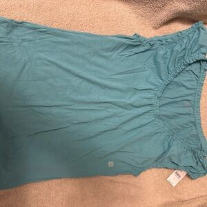 LOFT Teal Ruffled Cap Sleeve Top